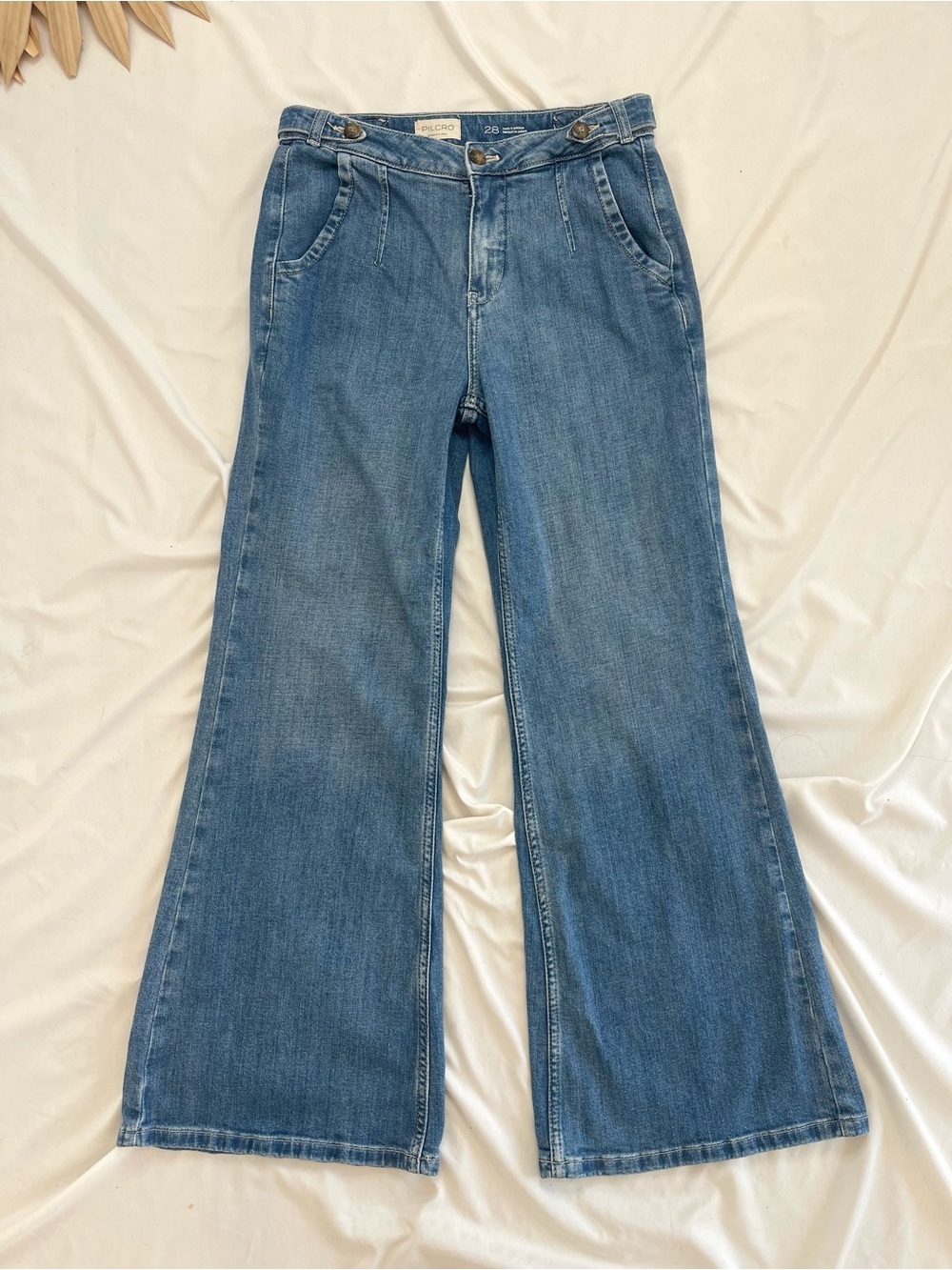 Anthropologie Light Blue Denim Wide-Leg Flare Jeans - Picture 5 of 10